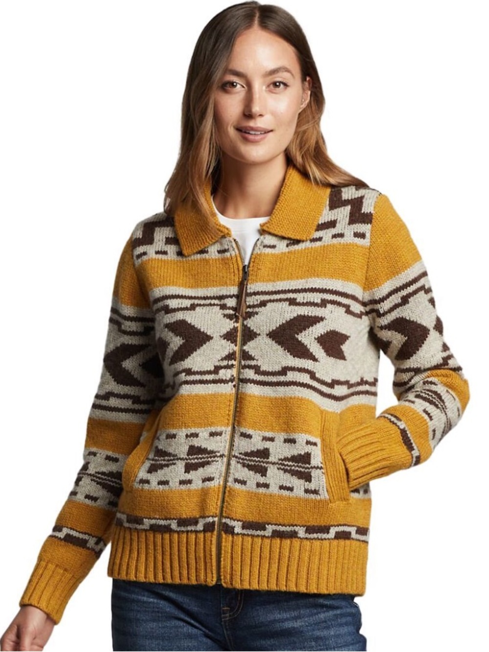 Women’s Pendleton Graphic Shetland Zip Sweater, XS